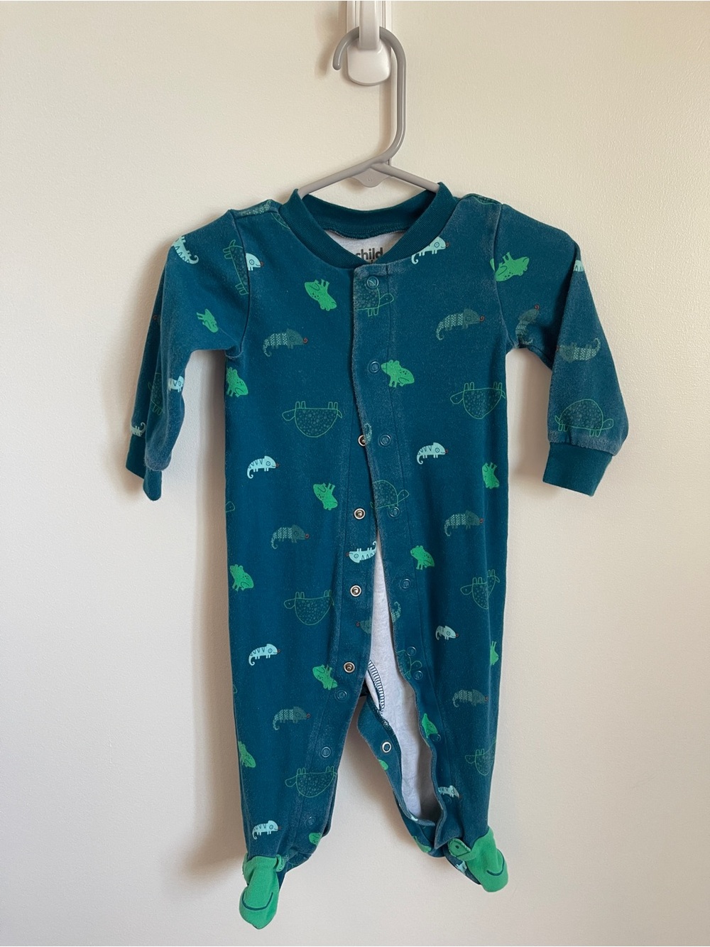 Carter's Teal and Green Animal‎ Print Footed One-Piece